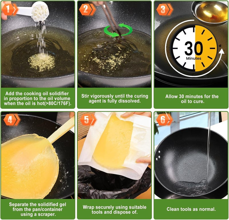 Arme Oil Solidifier, 40 Oz(2.5Lb) Cooking Oil Solidifier for Disposal(Disposal Up to 7.4 Gallons/113Cups), 100% Plant-Based Grease Solidifying Powder, Fat Hardener for Disposal Kitchen&Restaurant Use - Image 5